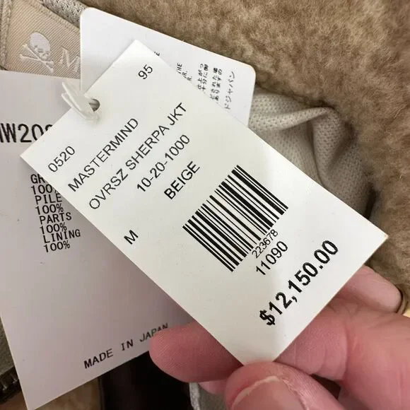 NWT Mastermind World Beige & Brown Cashmere Sherpa Jacket Skull & Crossbone Back - Picture 9 of 16